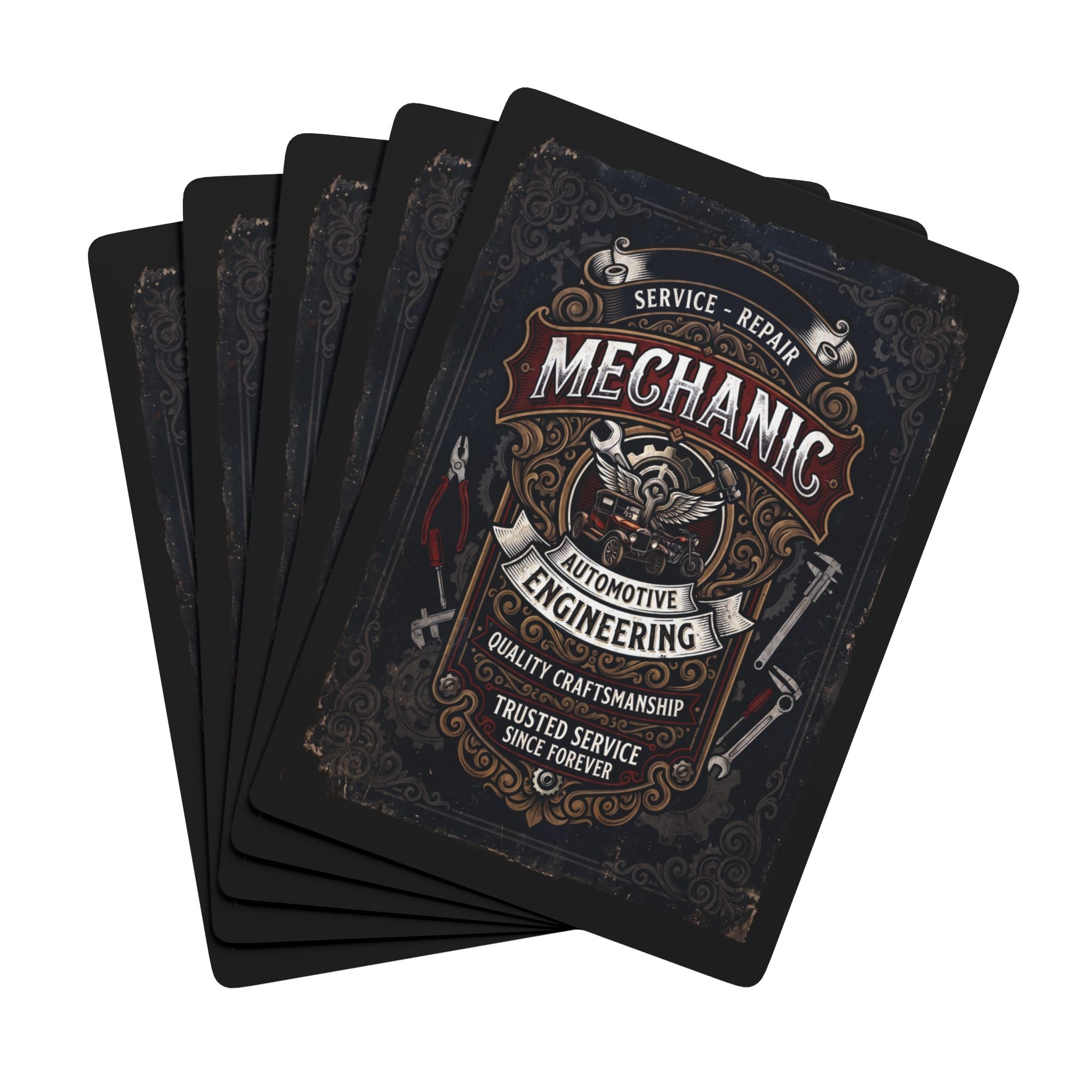 Mechanic Vintage Poker Playing Cards — Automotive Engineer Garage Deck - DCA0359