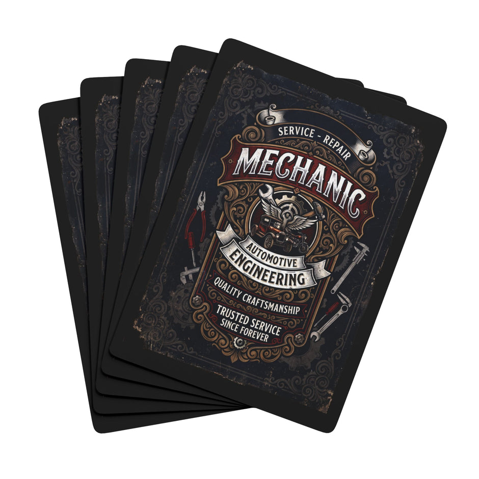 Mechanic Vintage Poker Playing Cards — Automotive Engineer Garage Deck - DCA0359