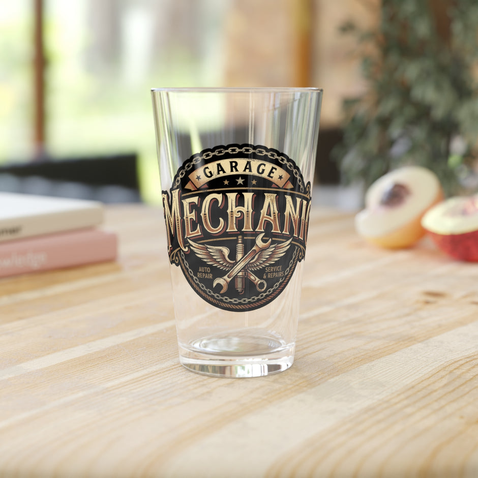 Mechanic Garage Pint Glass — 16oz Beer Glass for Auto Lovers - DCA0162