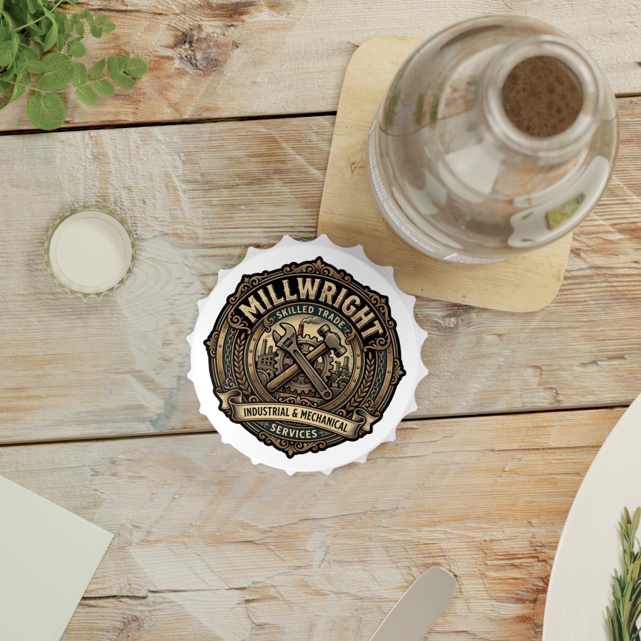 Millwright Industrial & Mechanical Bottle Opener - Skilled Trade Vintage Logo - DCA0182