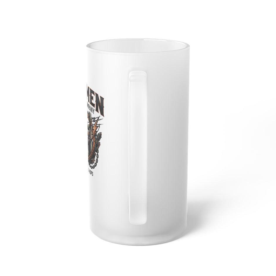Linemen Frosted Glass Beer Mug – Trade Beer Stein - DCA0511