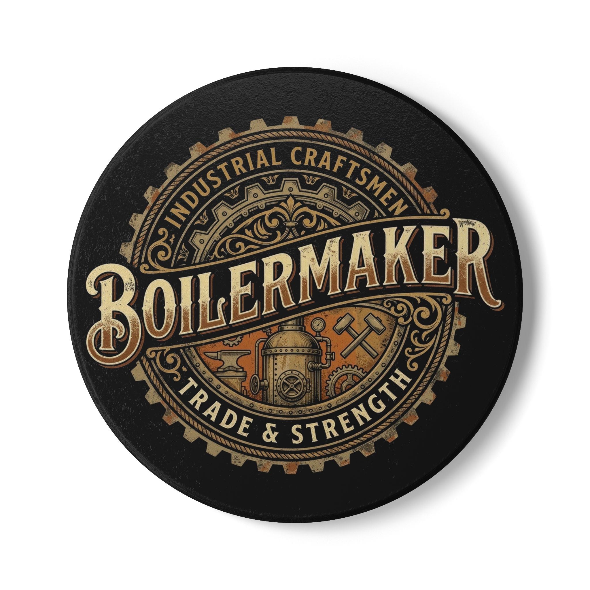 Boilermaker Ceramic Coaster – Industrial Craftsmen 'Trade & Strength' Drink Coaster- DCA0228