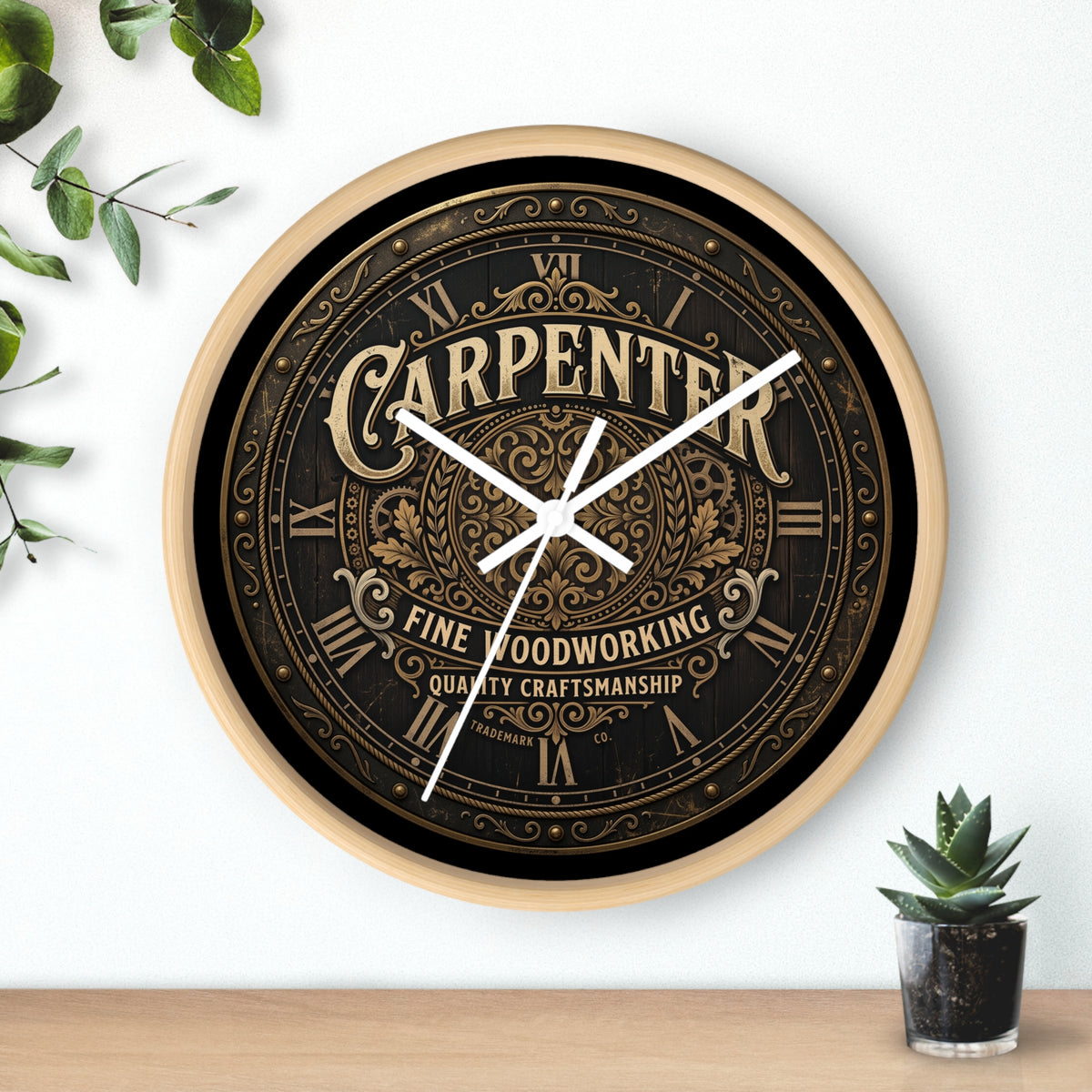 Carpenter Wall Clock — Vintage Woodworking Sign Clock for Workshop & Home - DCA384