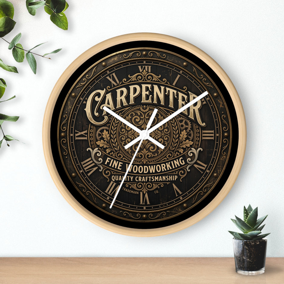Carpenter Wall Clock — Vintage Woodworking Sign Clock for Workshop & Home - DCA384