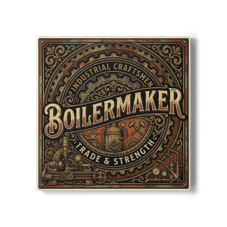 Boilermaker Ceramic Coaster – Industrial Craftsmen 'Trade & Strength' Drink Coaster- DCA0228