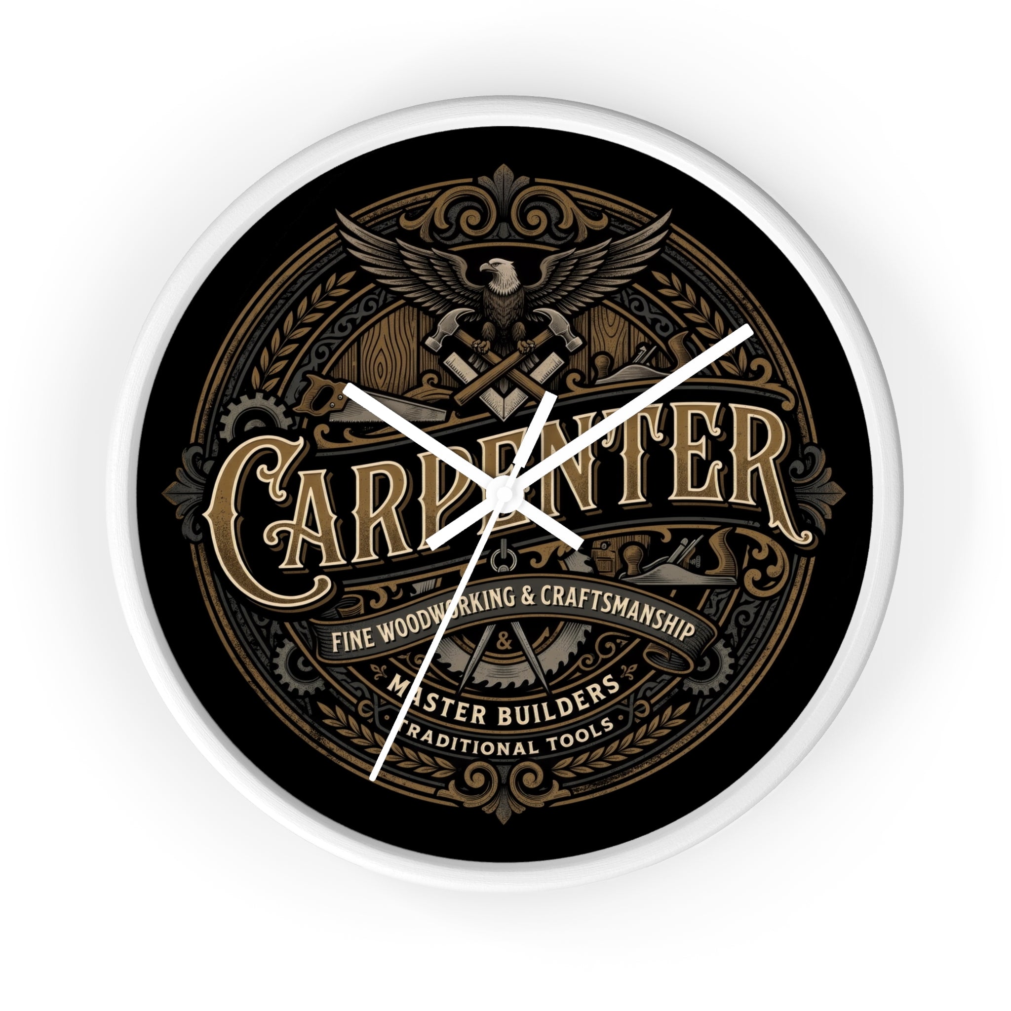 Carpenter Vintage Emblem Wall Clock – Fine Woodworking & Craftsmanship - DCA384
