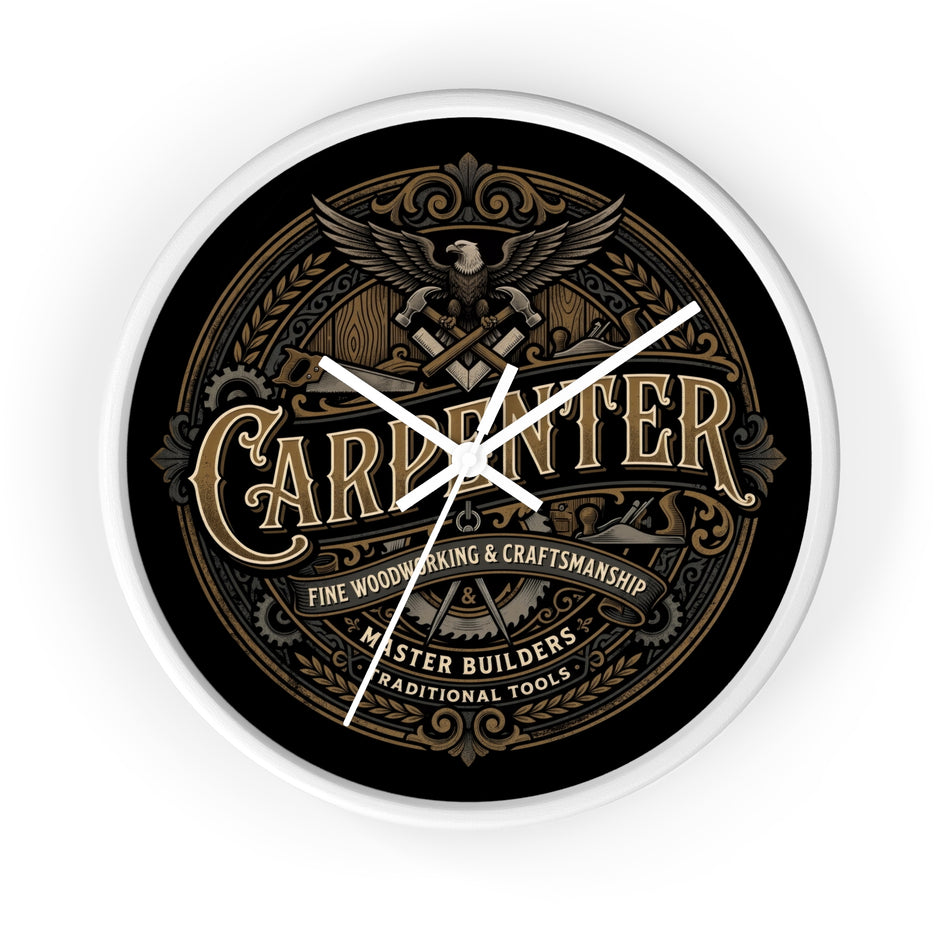 Carpenter Vintage Emblem Wall Clock – Fine Woodworking & Craftsmanship - DCA384