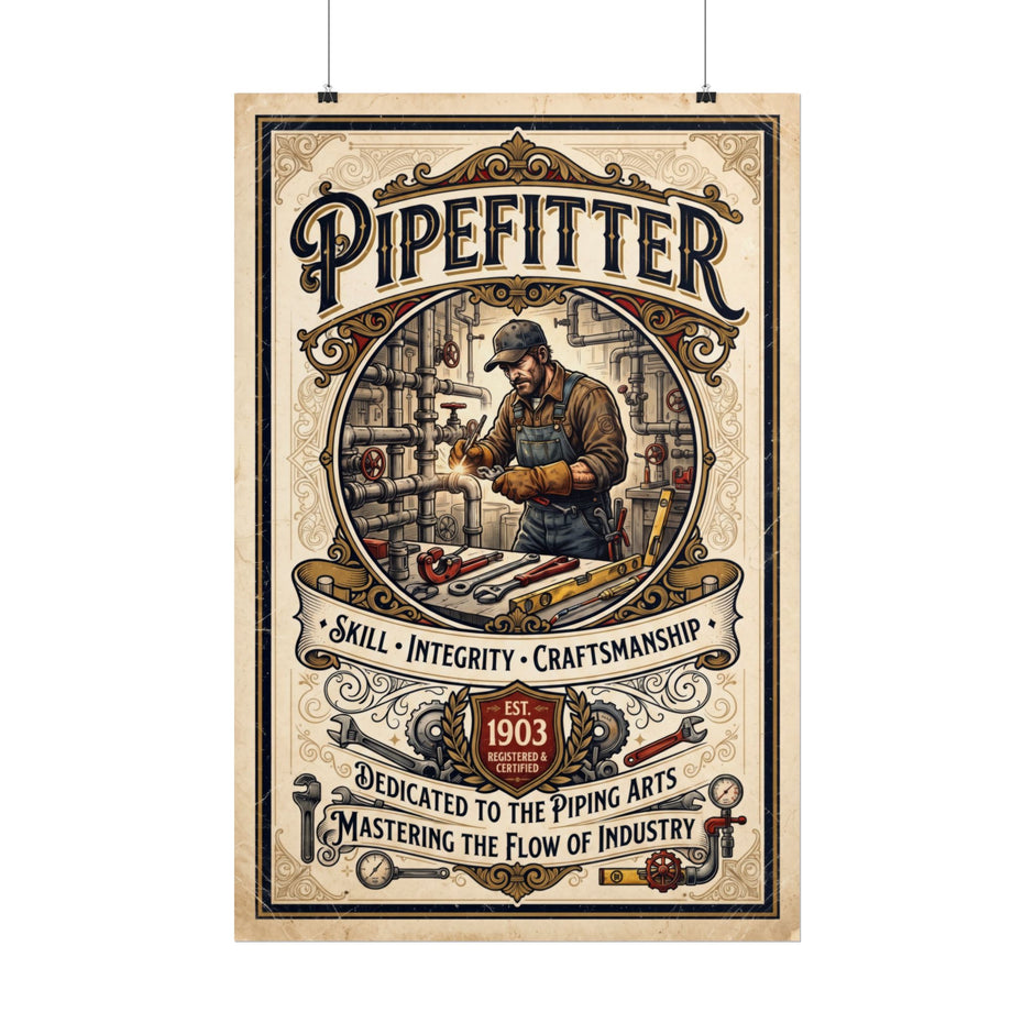 Pipefitter Rolled Poster — Vintage Trades Wall Art: 