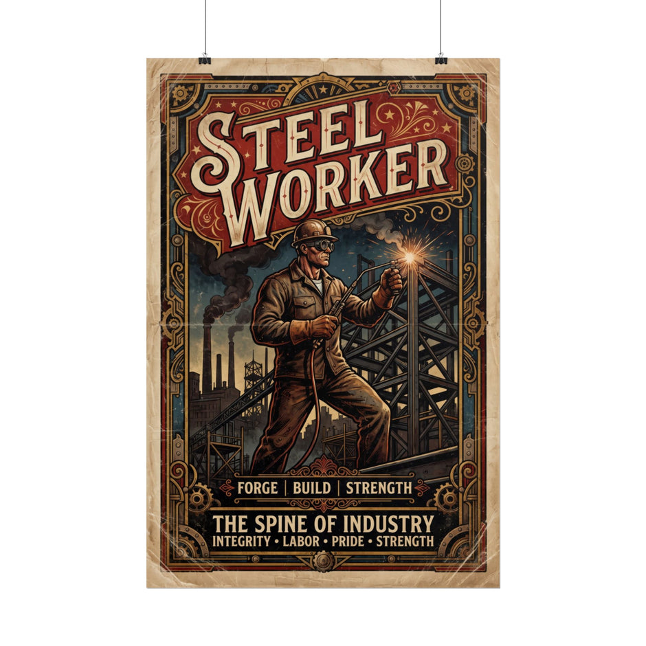 Steelworker Rolled Poster — Vintage Industrial Labor Art Print - DCA0381