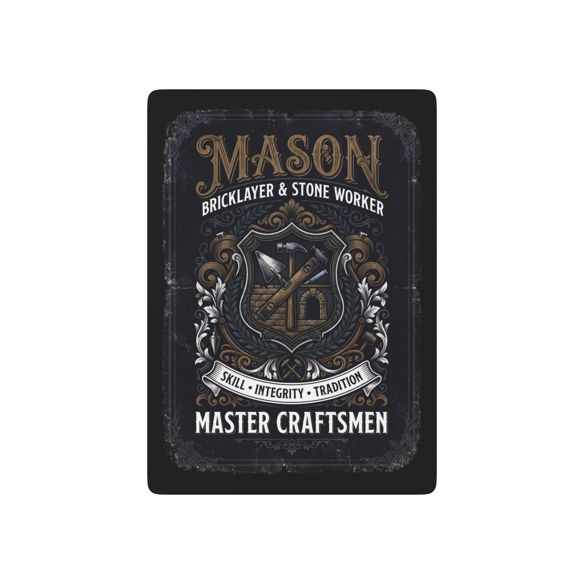 Mason Master Craftsmen Poker Playing Cards — Vintage Bricklayer & Stoneworker Deck - DCA0358