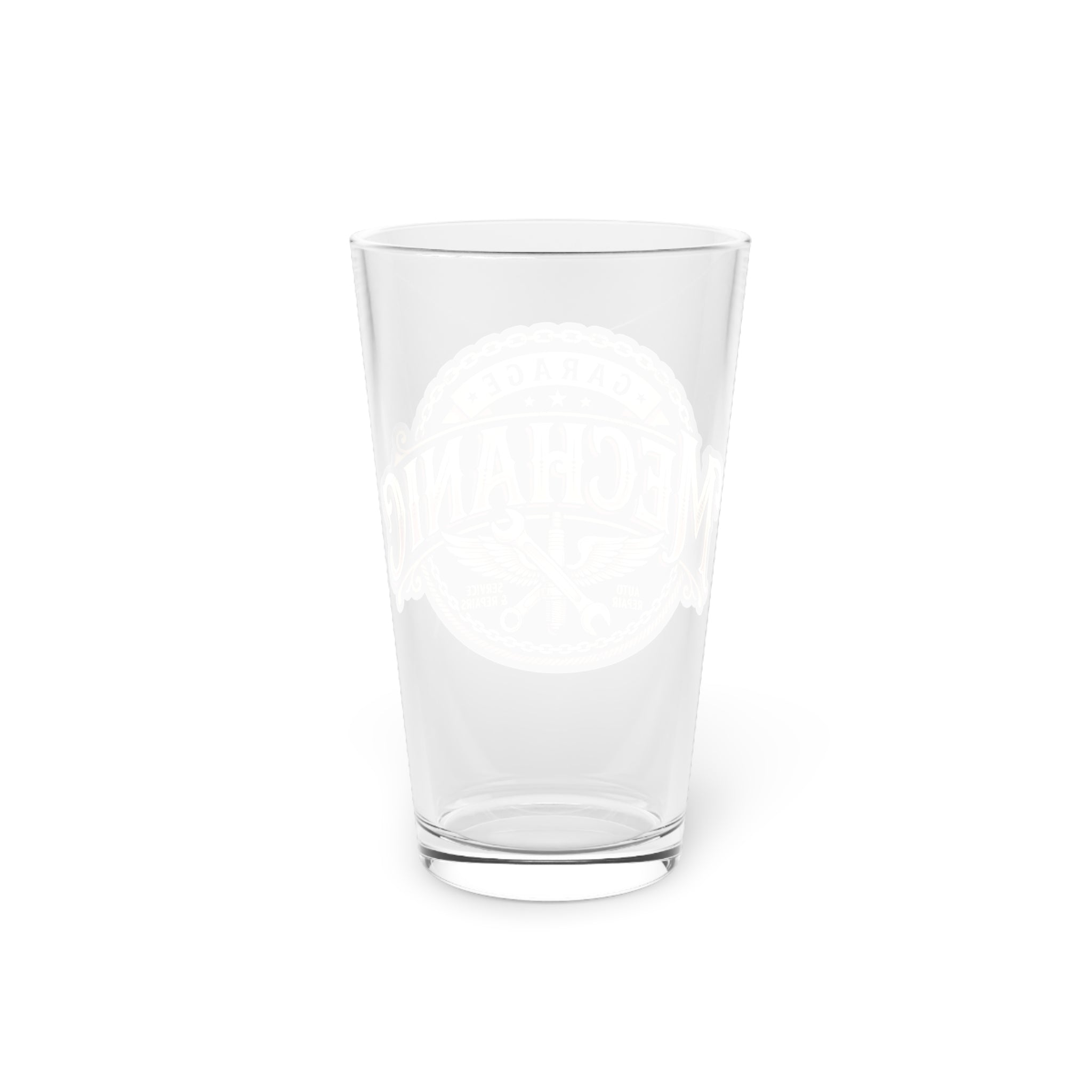 Mechanic Garage Pint Glass — 16oz Beer Glass for Auto Lovers - DCA0162