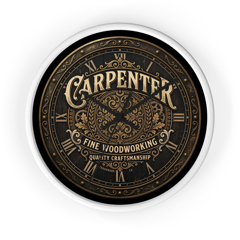 Carpenter Wall Clock — Vintage Woodworking Sign Clock for Workshop & Home - DCA384