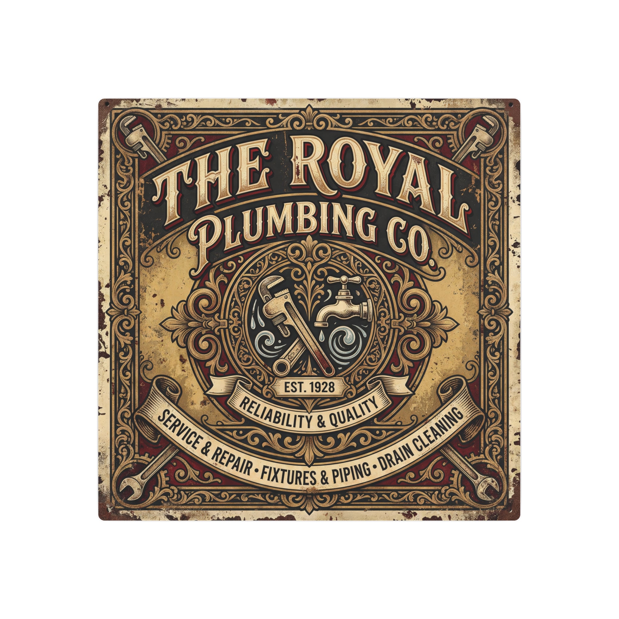 Plumbing - The Royal Plumbing Co. Vintage Metal Sign — Retro Plumbing Wall Art - DCA0443