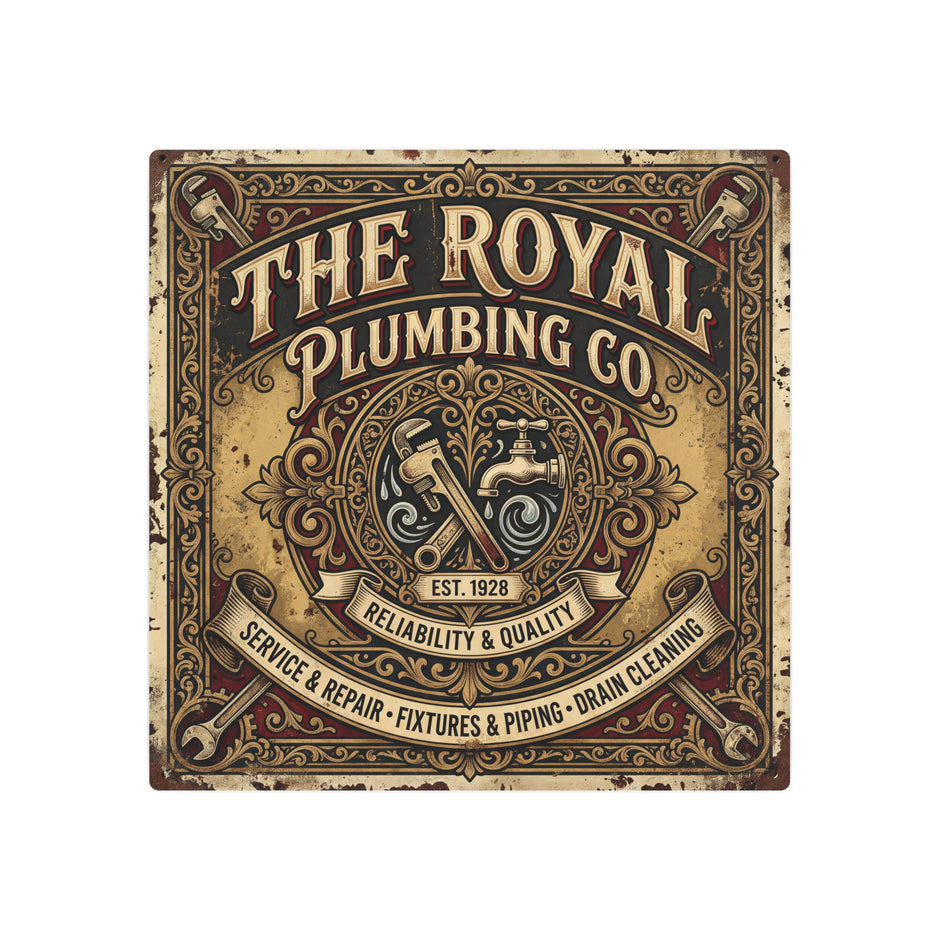 Plumbing - The Royal Plumbing Co. Vintage Metal Sign — Retro Plumbing Wall Art - DCA0443