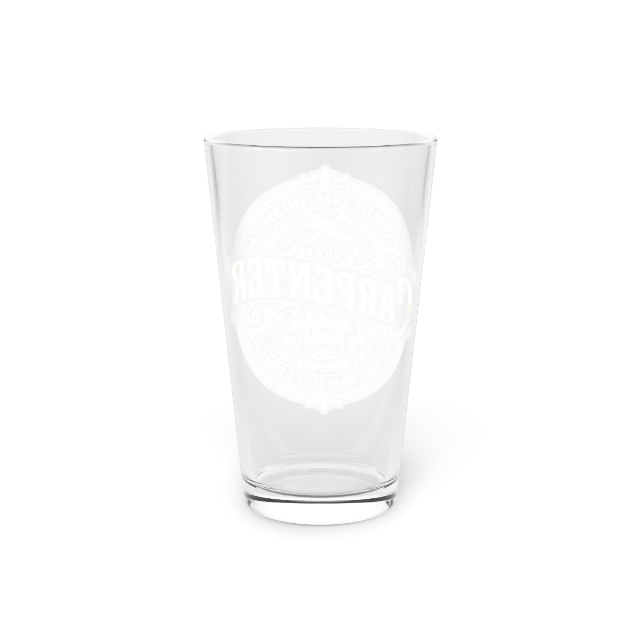 Carpenter Pint Glass — 16oz Vintage Woodworking Beer Glass - DCA0183