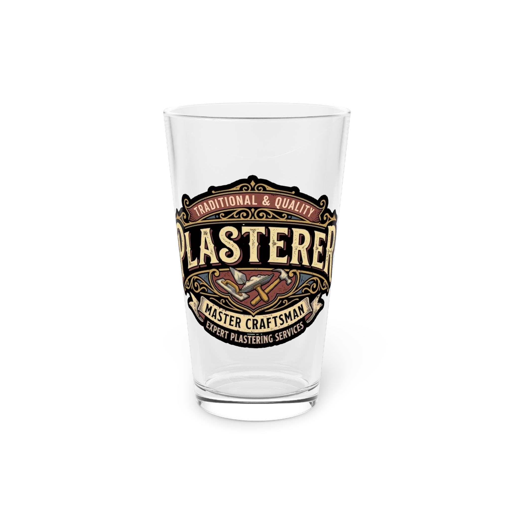 Plasterer Master Craftsman 16oz Pint Glass – Vintage Tradesman Beer Glass - DCA0155