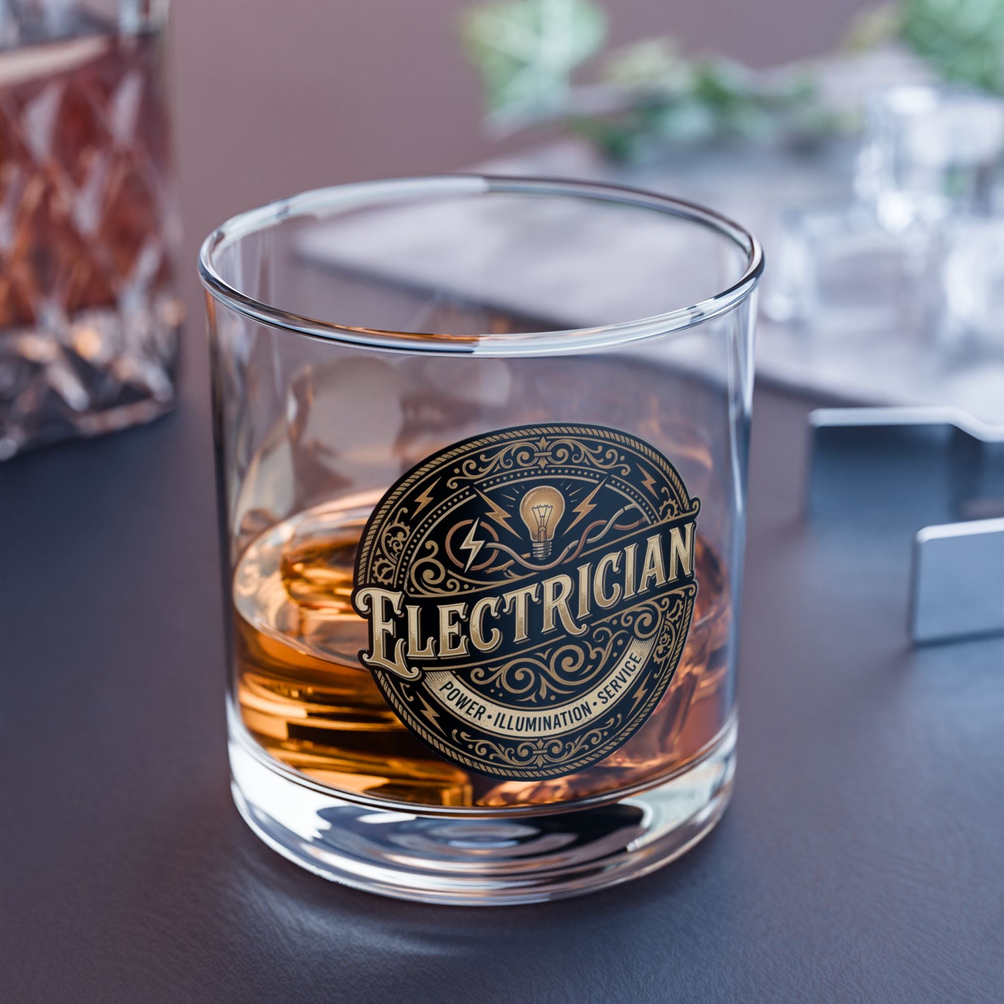 Electrician Vintage Emblem 10oz Rocks Glass – Whiskey & Scotch Tumbler - Electrician - DCA0199