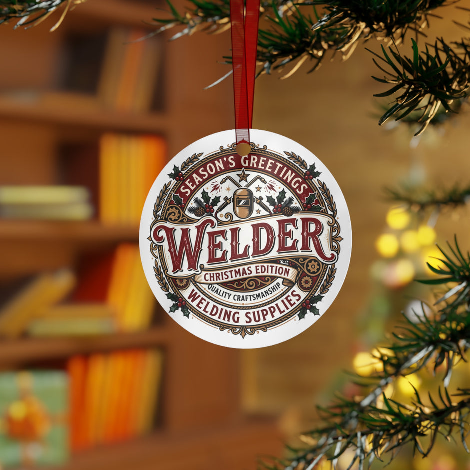 Welder Christmas Ornament – 'Season's Greetings' Welding Supplies Holiday Decoration - DCA0461