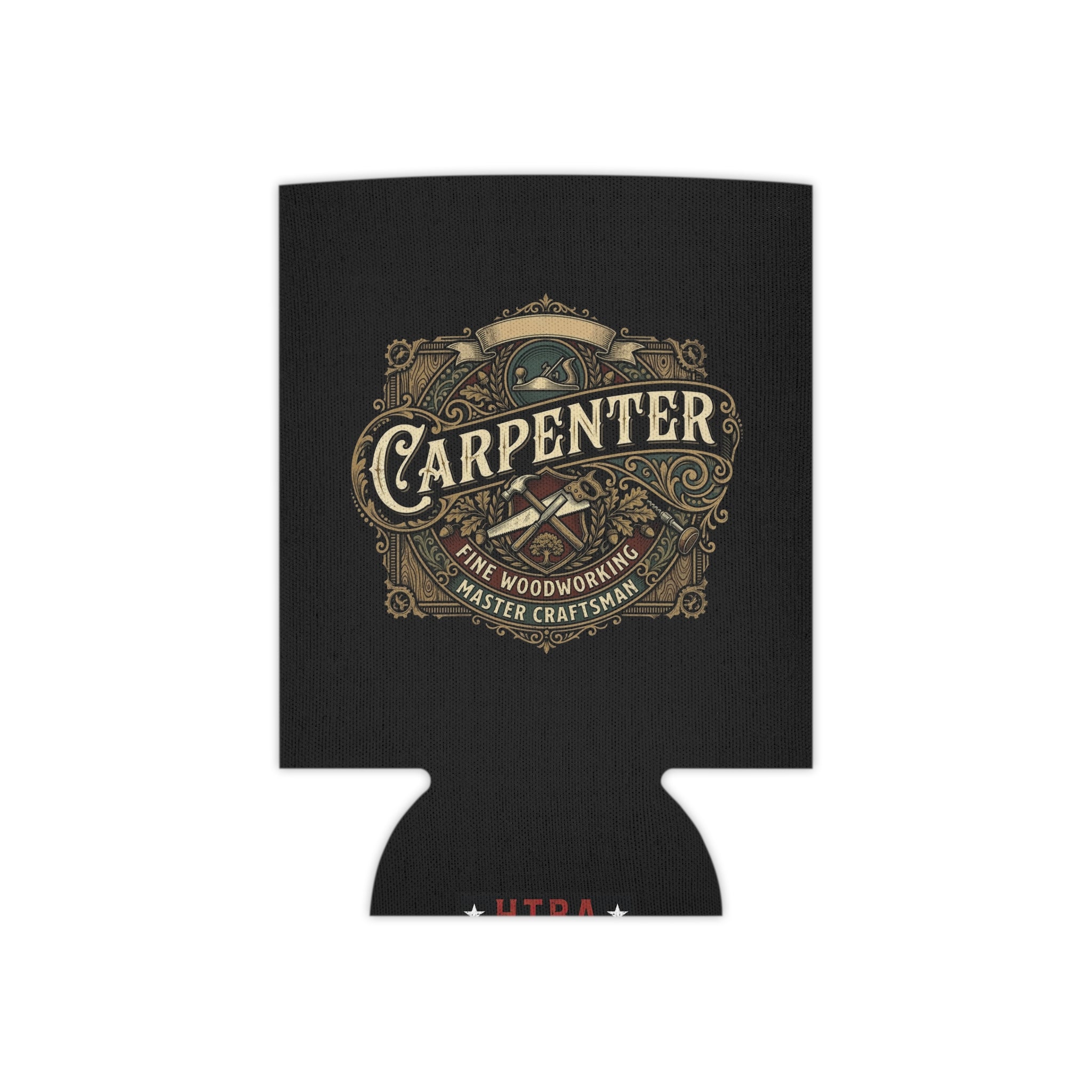 Carpenter Can Cooler — Retro Woodworking Logo Beverage Insulator - DCA0286