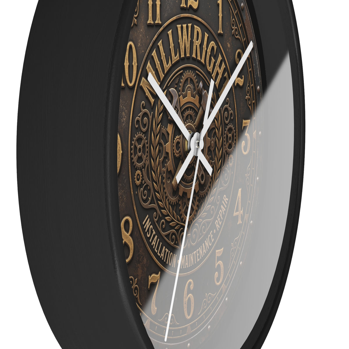 Millwright Vintage Industrial Wall Clock — Steampunk Workshop Decor - DCA0392