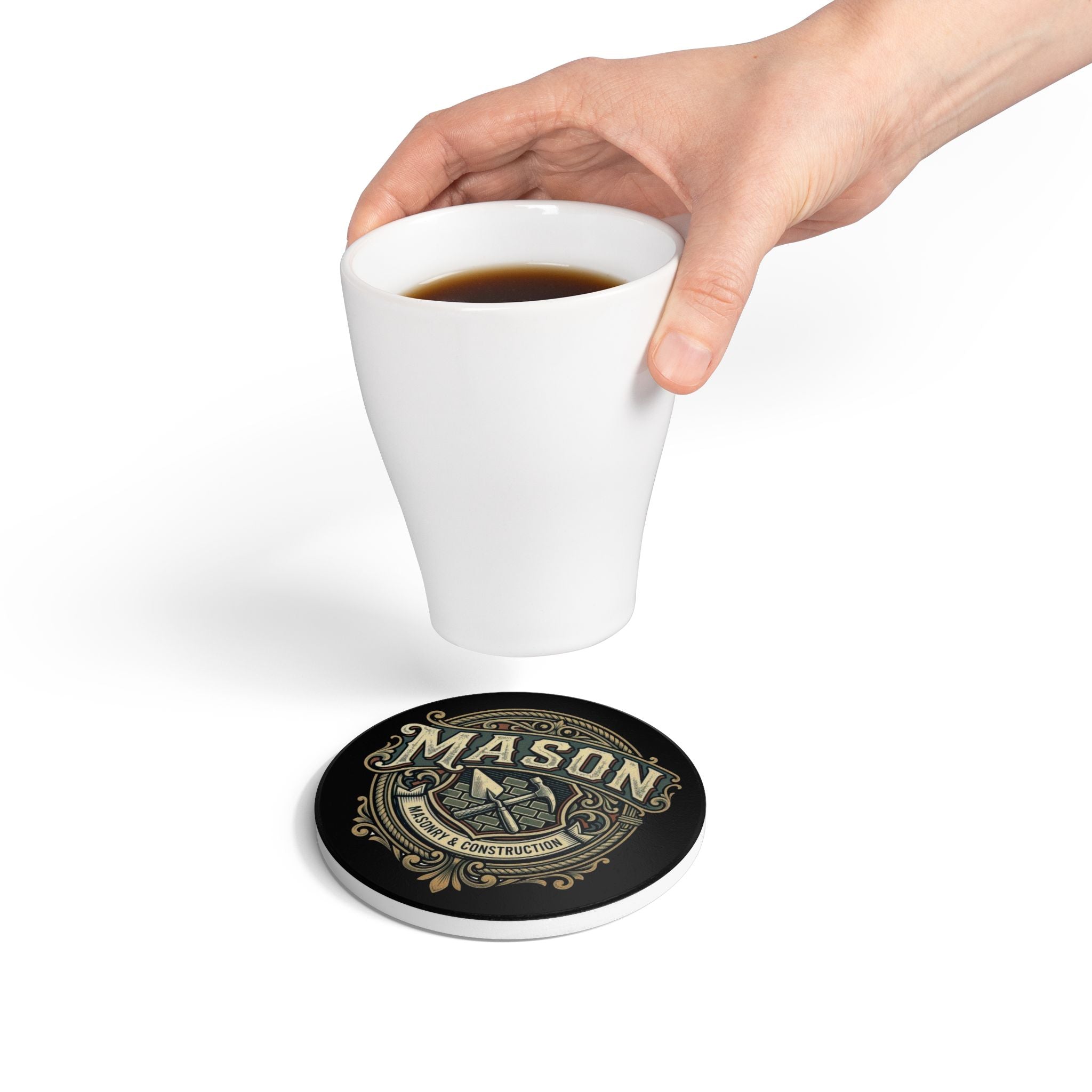 Mason & Construction Ceramic Coaster — Vintage Tradesman Gift - DCA0233