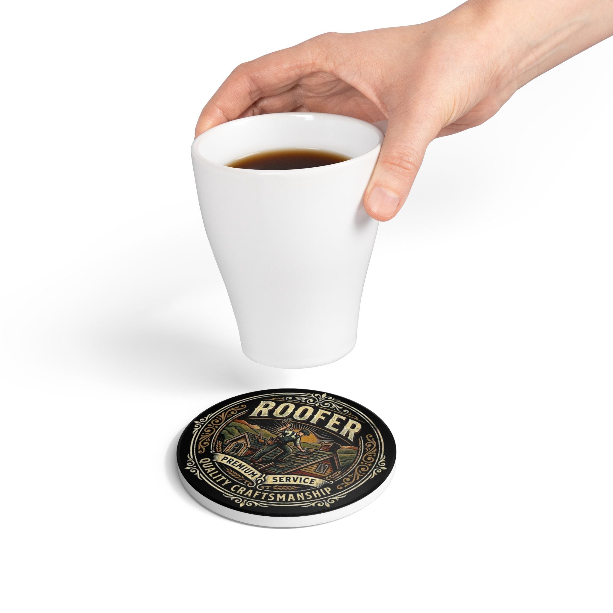 Roofer Coaster — Vintage Roofer Craftsman Ceramic Drink Coaster - Roofer - DCA0240