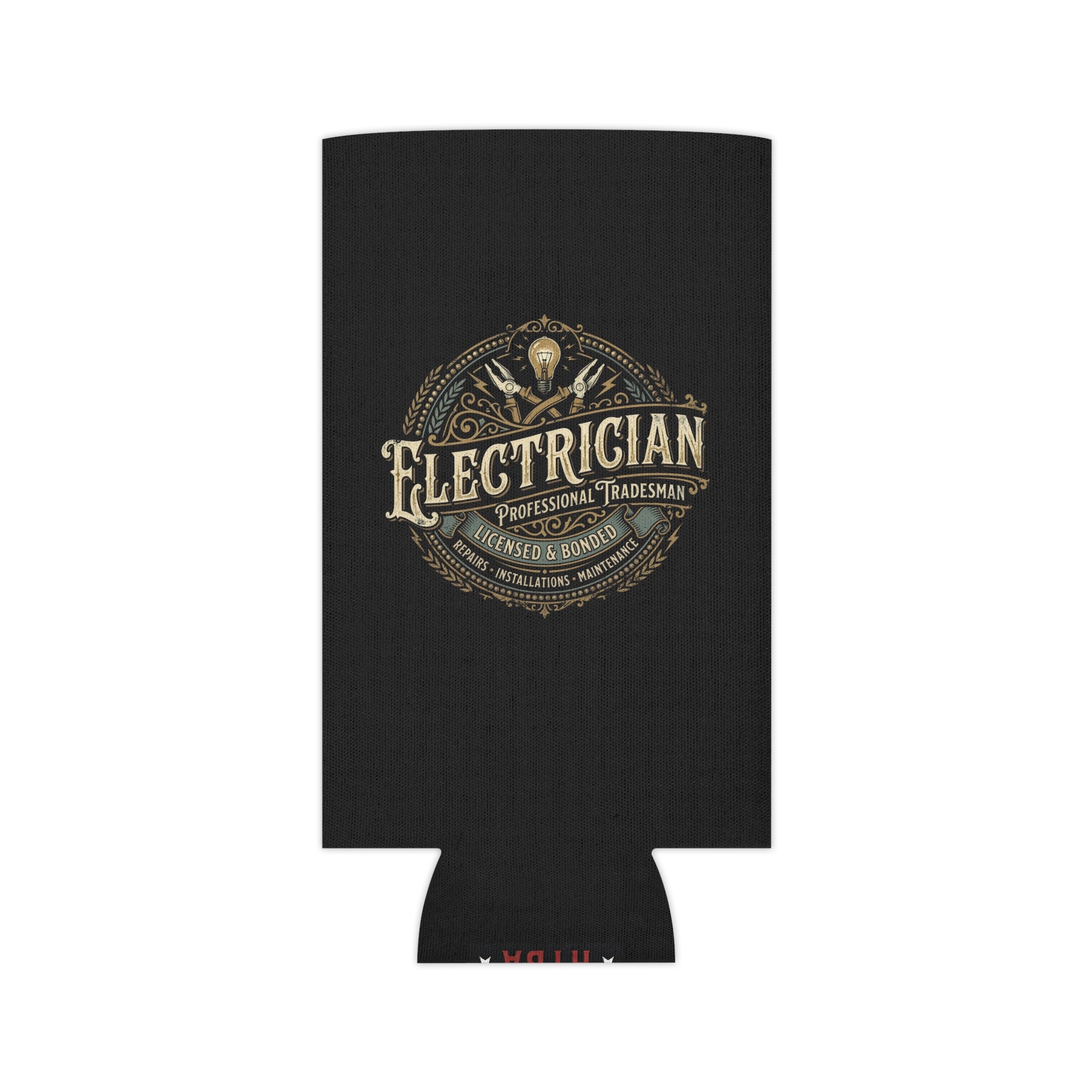 Electrician Can Cooler – Vintage Tradesman Logo Beverage Koozie - DCA0287