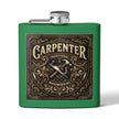 Carpenter Stainless Steel Flask – Traditional Woodworking 6oz Hip Flask Gift - DCA0420