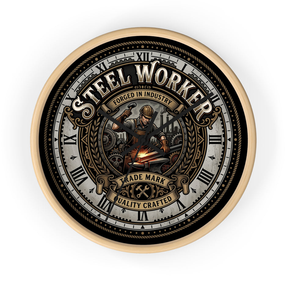 Steel Worker Wall Clock — Vintage Industrial Forge Clock - DCA0400