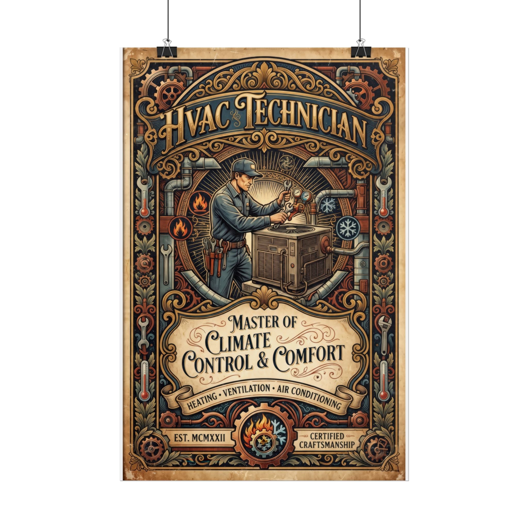 HVAC Technician Rolled Poster — 