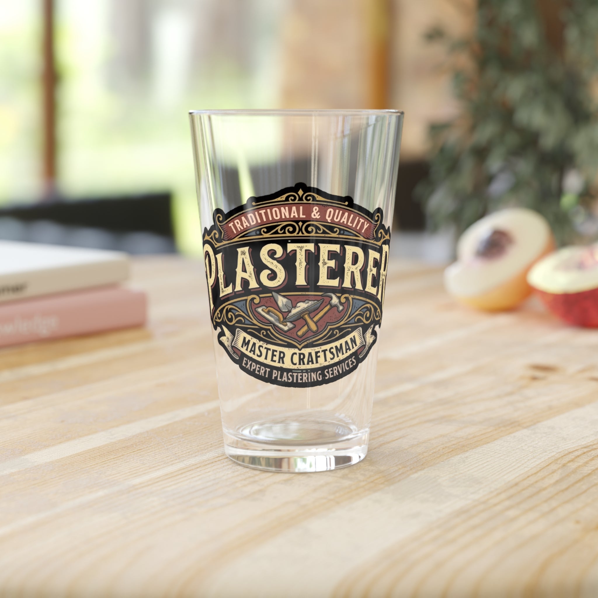 Plasterer Master Craftsman 16oz Pint Glass – Vintage Tradesman Beer Glass - DCA0155