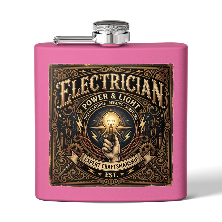 Electrician Licensed & Bonded Flask – 6oz Stainless Steel Hip Flask (Power • Lighting • Repairs) - DCA0421