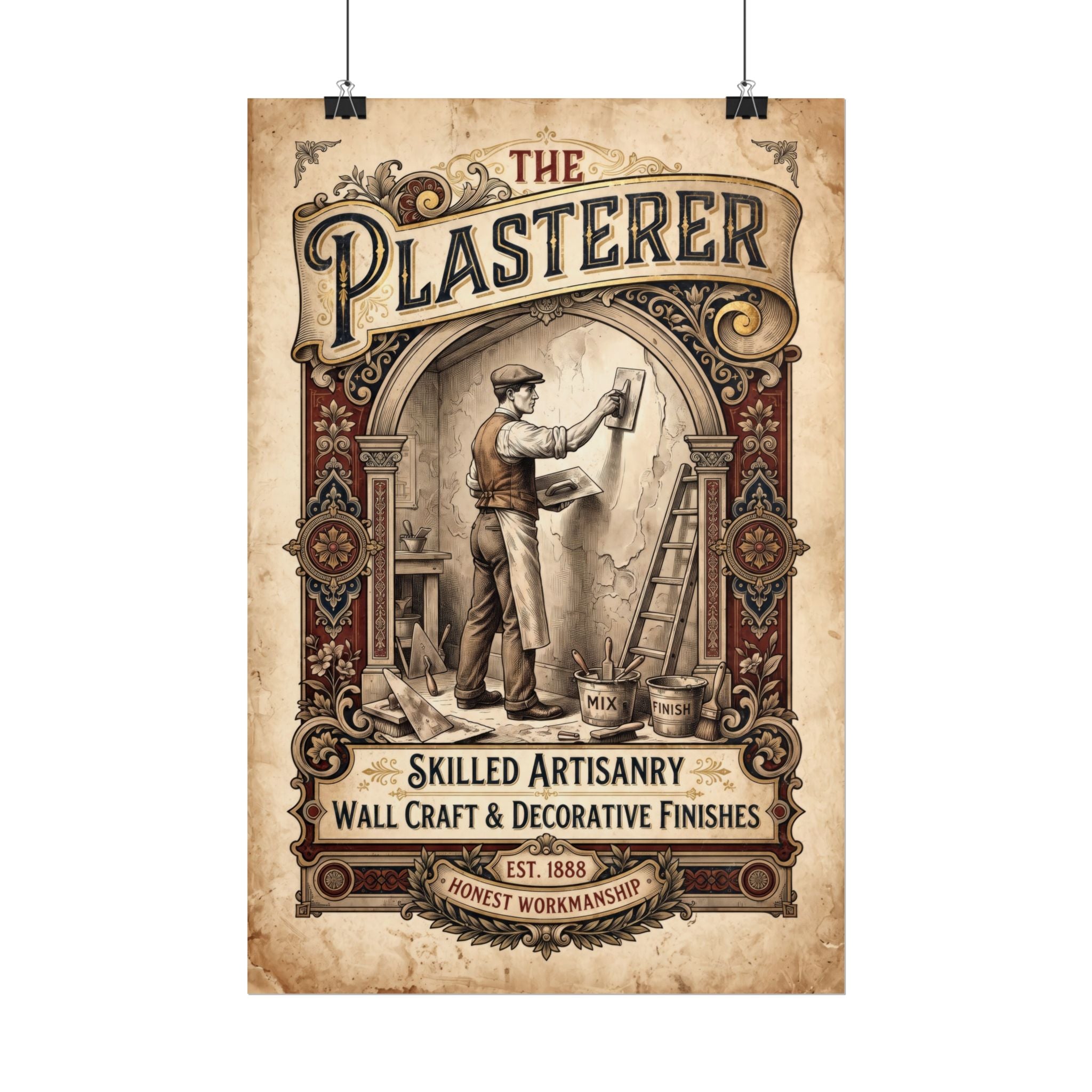 Plasterer Vintage Poster – Skilled Artisan Wall Art - DCA0378