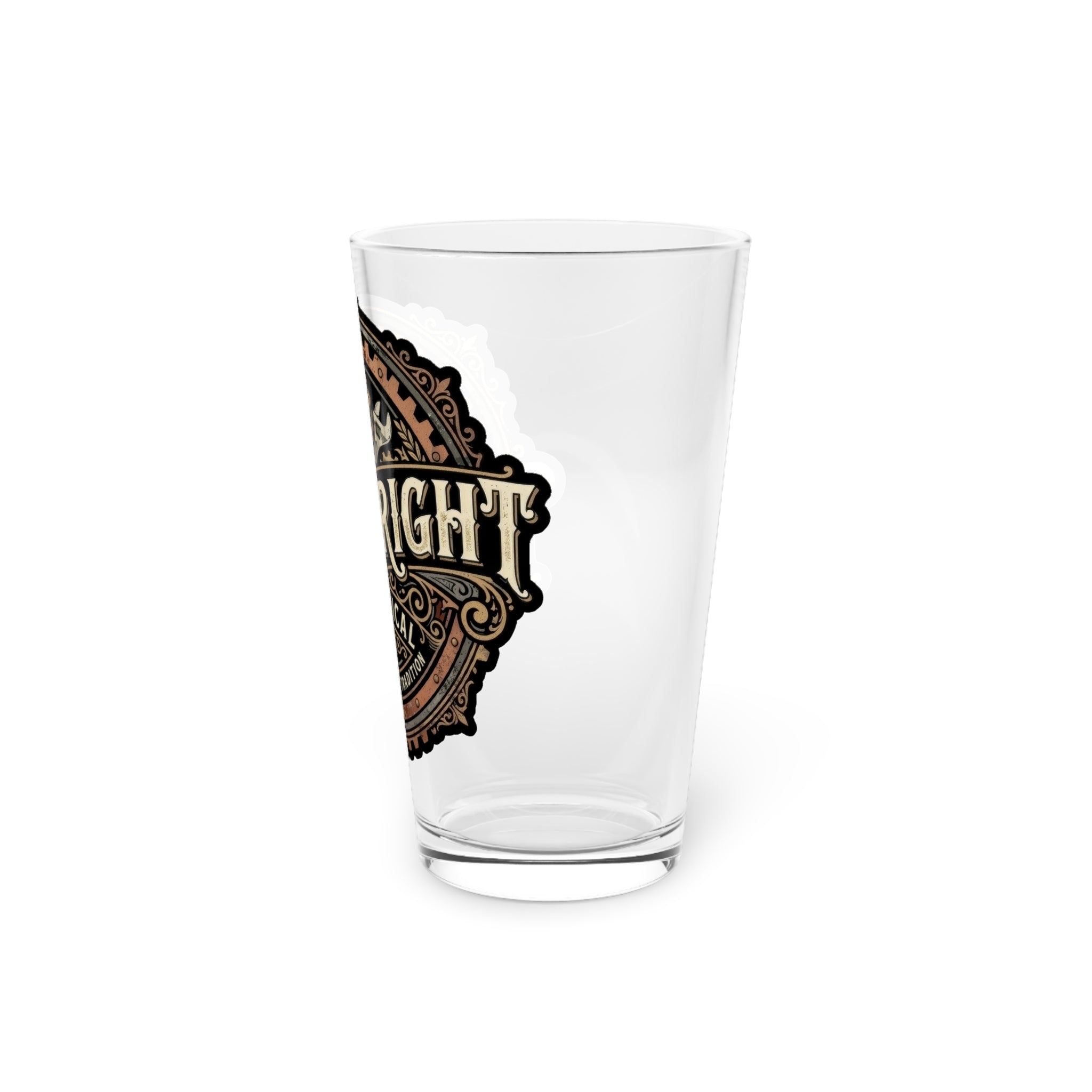 Millwright Mechanical Vintage Logo Pint Glass — 16oz Industrial Engineer Gift - DCA0187