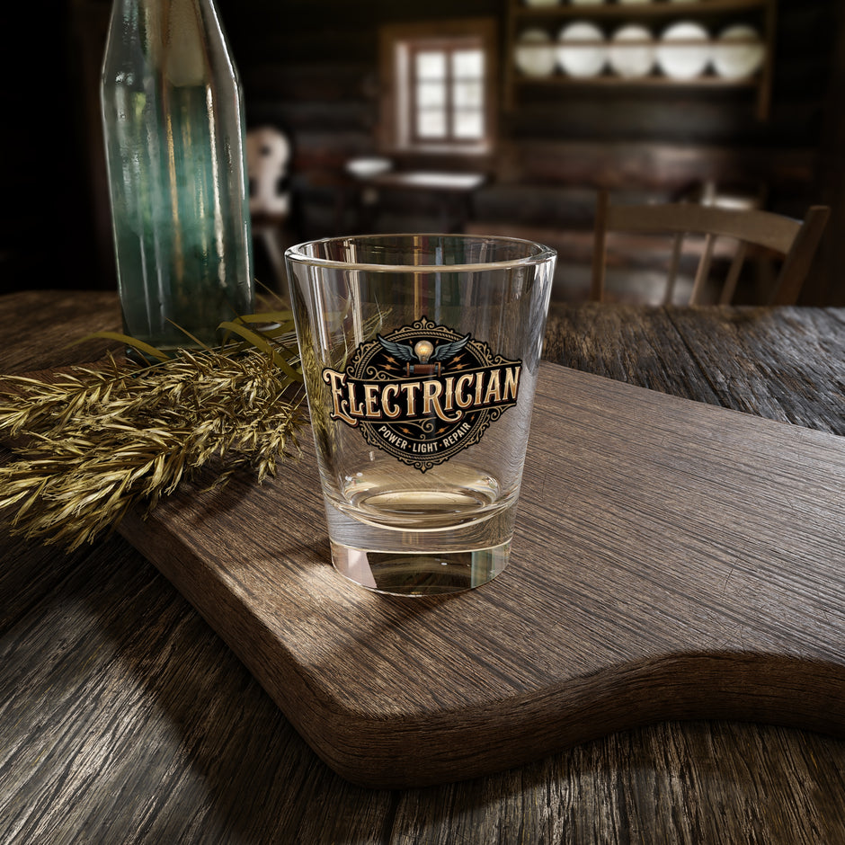 Electrician Emblem Shot Glass — Vintage Power & Light 1.5oz - Electrician - DCA0159