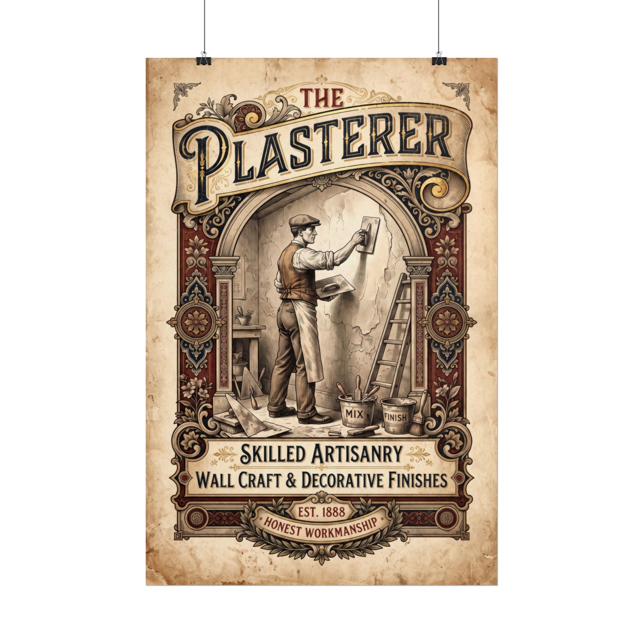 Plasterer Vintage Poster – Skilled Artisan Wall Art - DCA0378