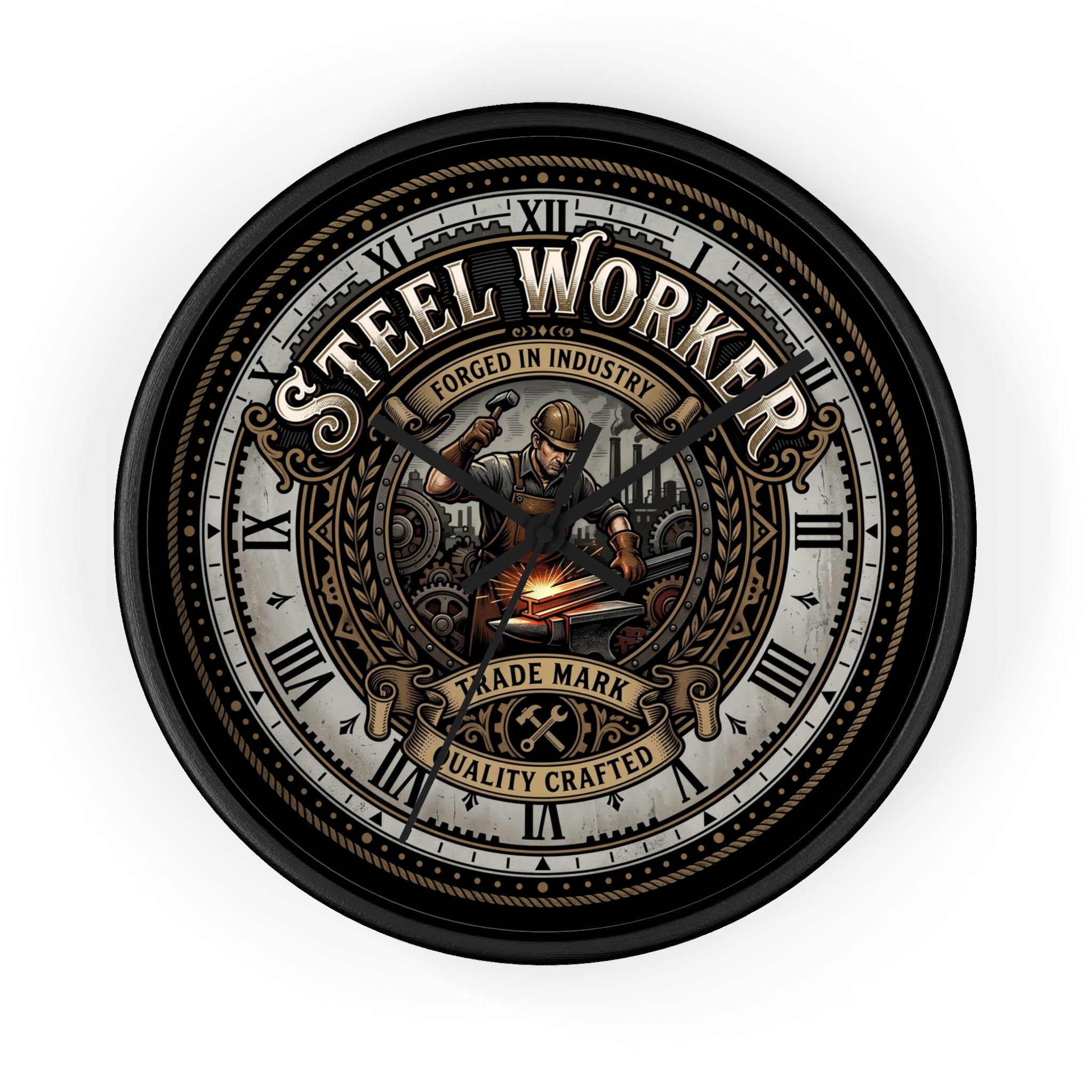 Steel Worker Wall Clock — Vintage Industrial Forge Clock - DCA0400