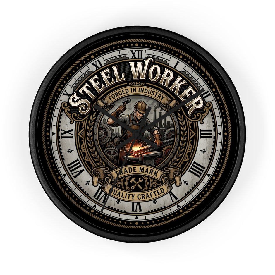 Steel Worker Wall Clock — Vintage Industrial Forge Clock - DCA0400