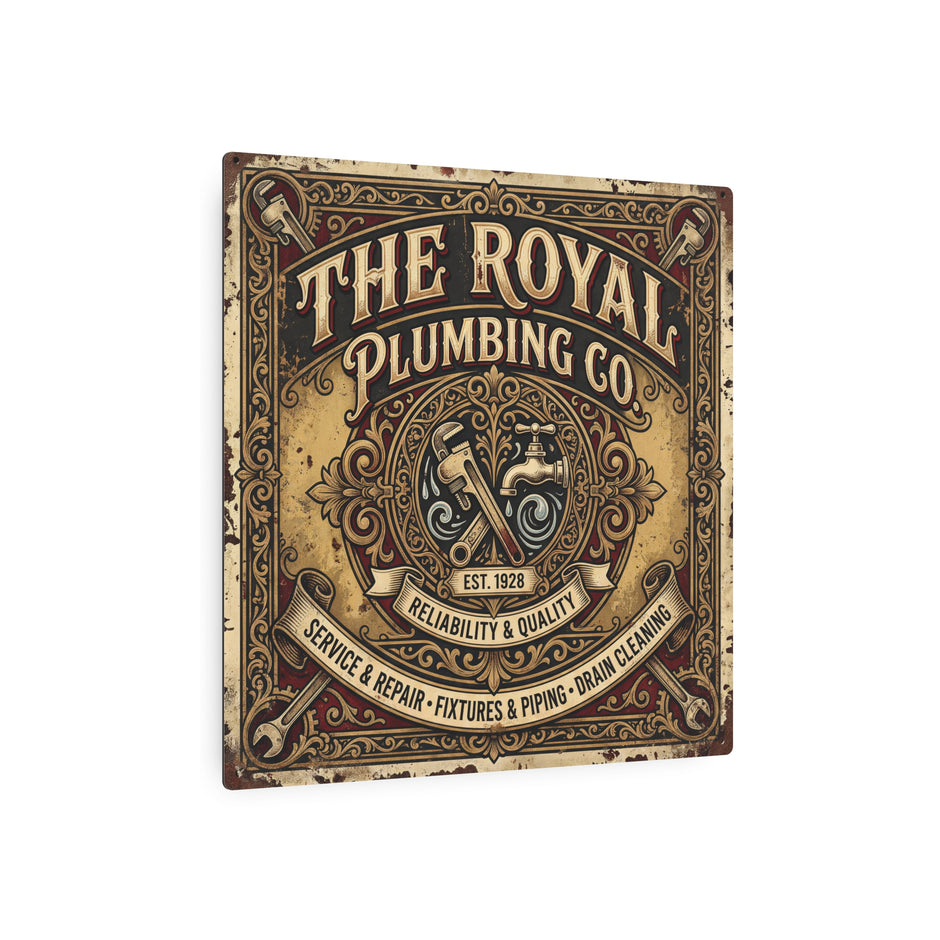 Plumbing - The Royal Plumbing Co. Vintage Metal Sign — Retro Plumbing Wall Art - DCA0443