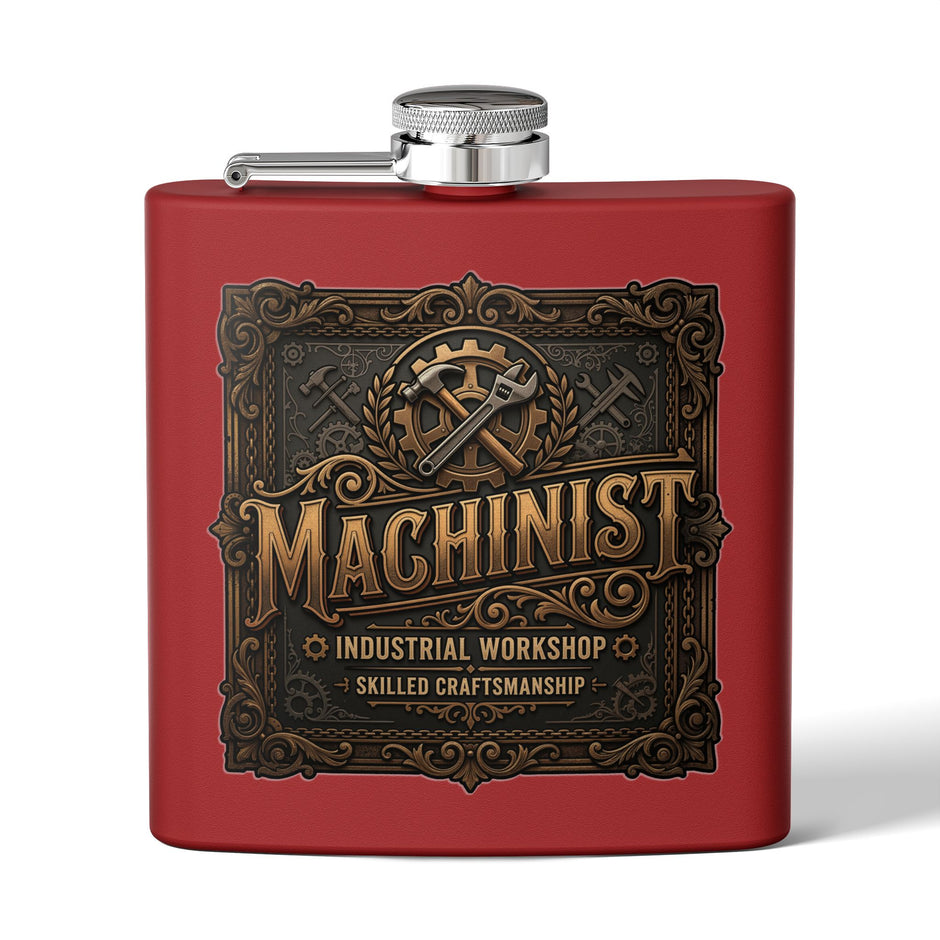 Machinist Flask — 6oz Stainless Steel Industrial Workshop Hip Flask - DCA0426