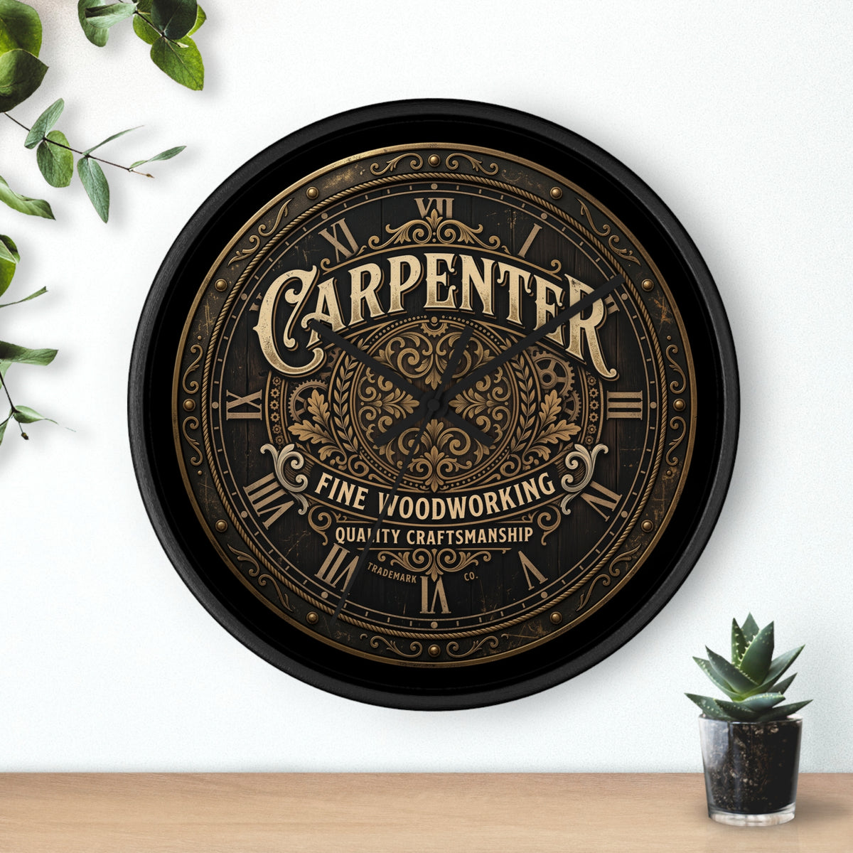 Carpenter Wall Clock — Vintage Woodworking Sign Clock for Workshop & Home - DCA384