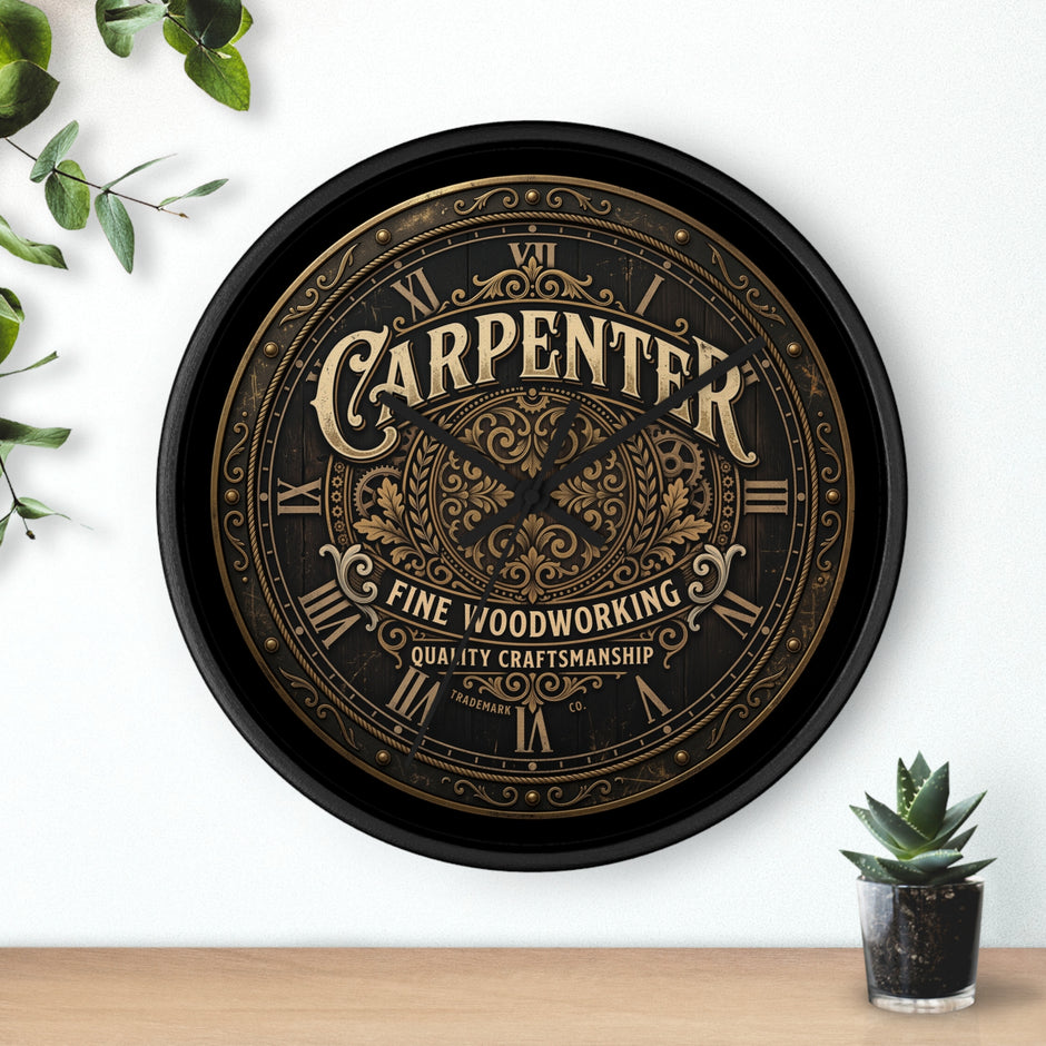 Carpenter Wall Clock — Vintage Woodworking Sign Clock for Workshop & Home - DCA384