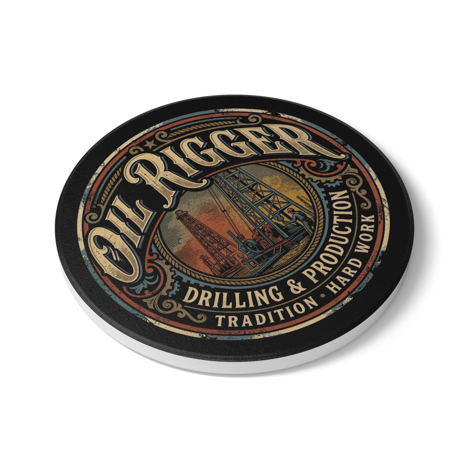 Oil Rigger Ceramic Coaster — Vintage Drilling & Production Design - Oil Rigger - DCA0236