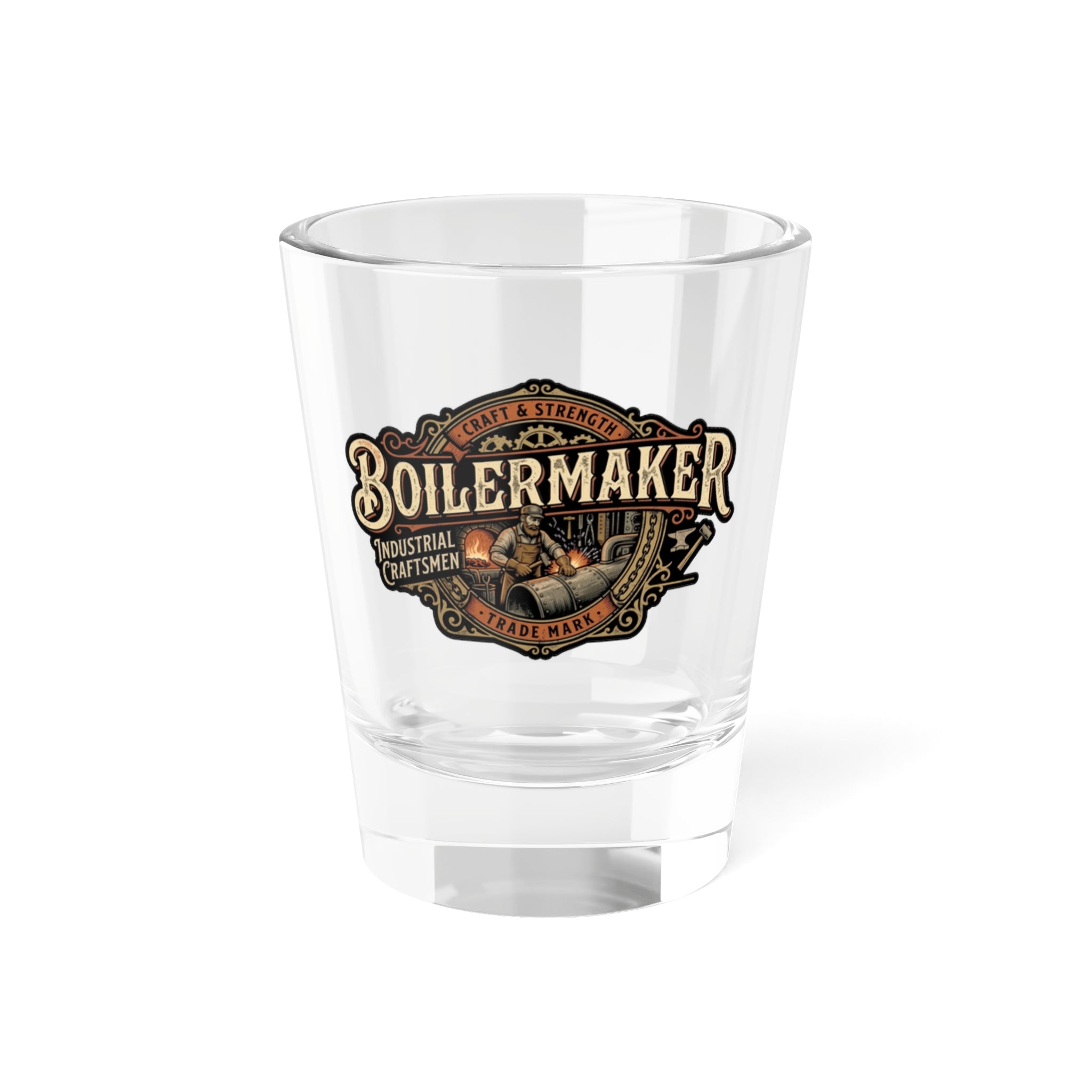 Boilermaker Shot Glass – Vintage Industrial Distiller Logo 1.5oz - DCA0160