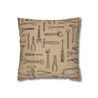 Tool Pattern Pillowcase — Rustic Mechanic Workshop Square Throw Pillow