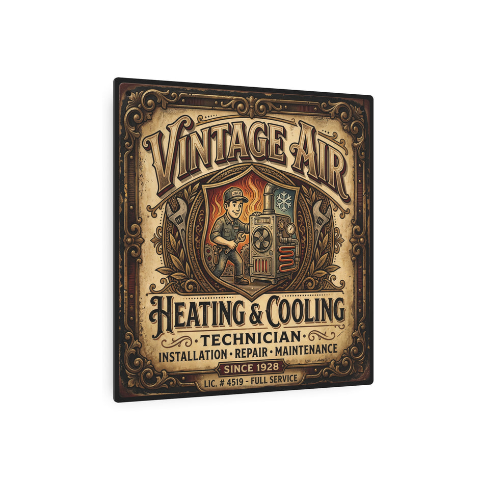 HVAC Technician - Vintage Air Heating & Cooling Metal Sign — Technician Retro Metal Wall Art - DCA0432