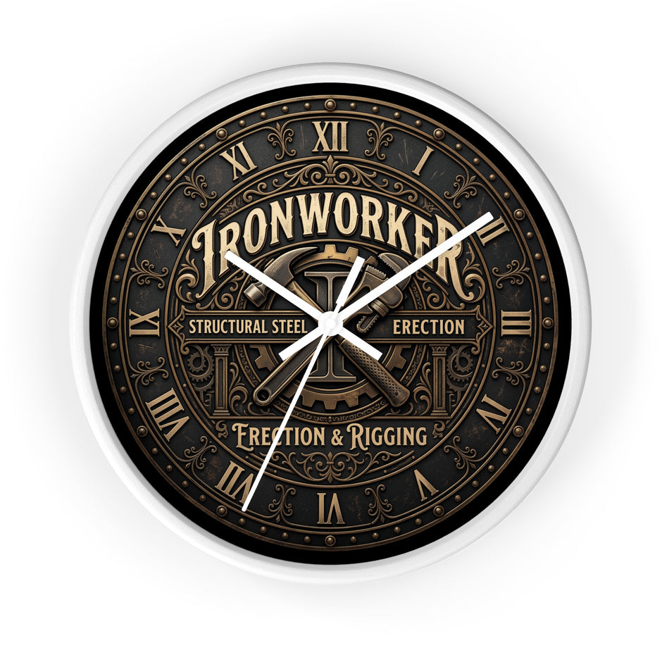 Ironworker Vintage Wall Clock — Structural Steel Erection & Rigging Decor - DCA0388