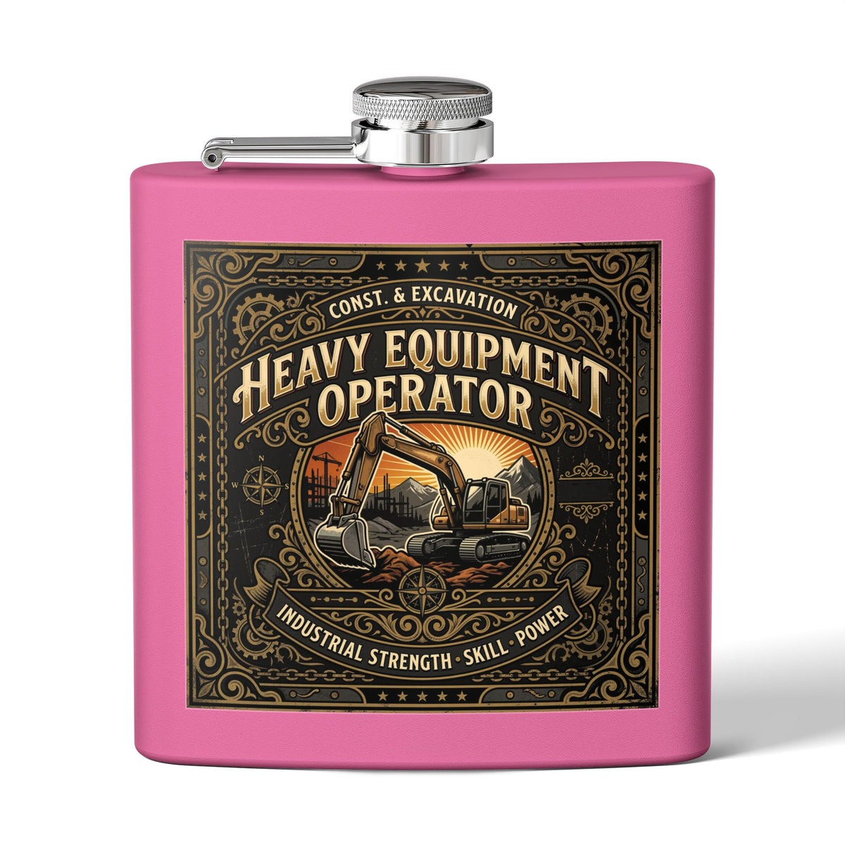 Heavy Equipment Operator Flask — 6oz Stainless Steel Hip Flask - DCA0422