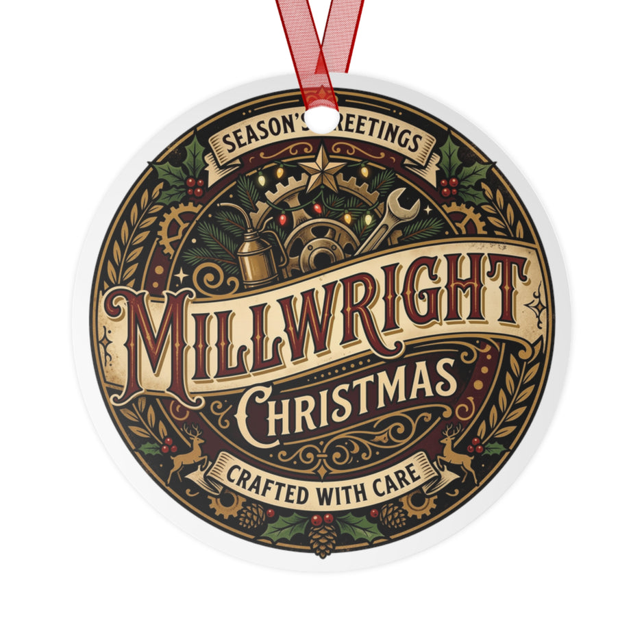 Millwright Christmas Metal Ornament — “Millwright Christmas: Crafted with Care” - DCA0454