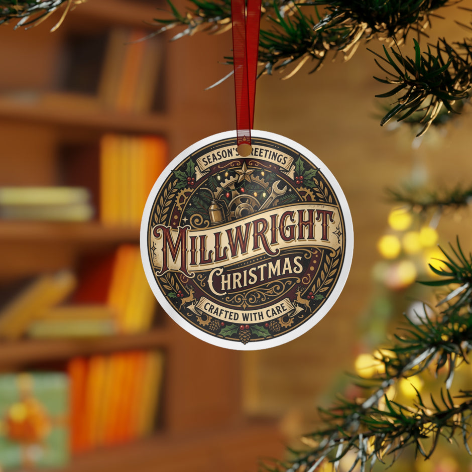 Millwright Christmas Metal Ornament — “Millwright Christmas: Crafted with Care” - DCA0454